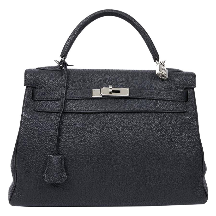 HERMES Kelly In Black Togo Leather With Removable Strap
