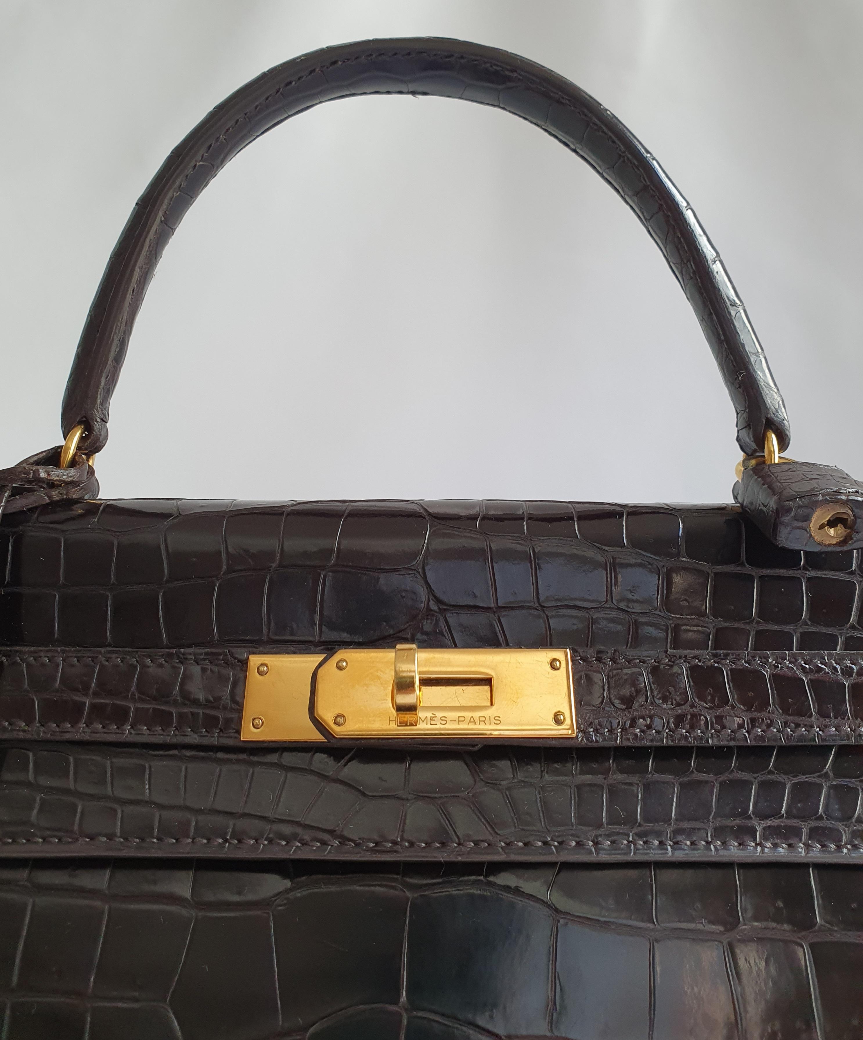 Hermès, Kelly in brown Porosus Crocodile 5