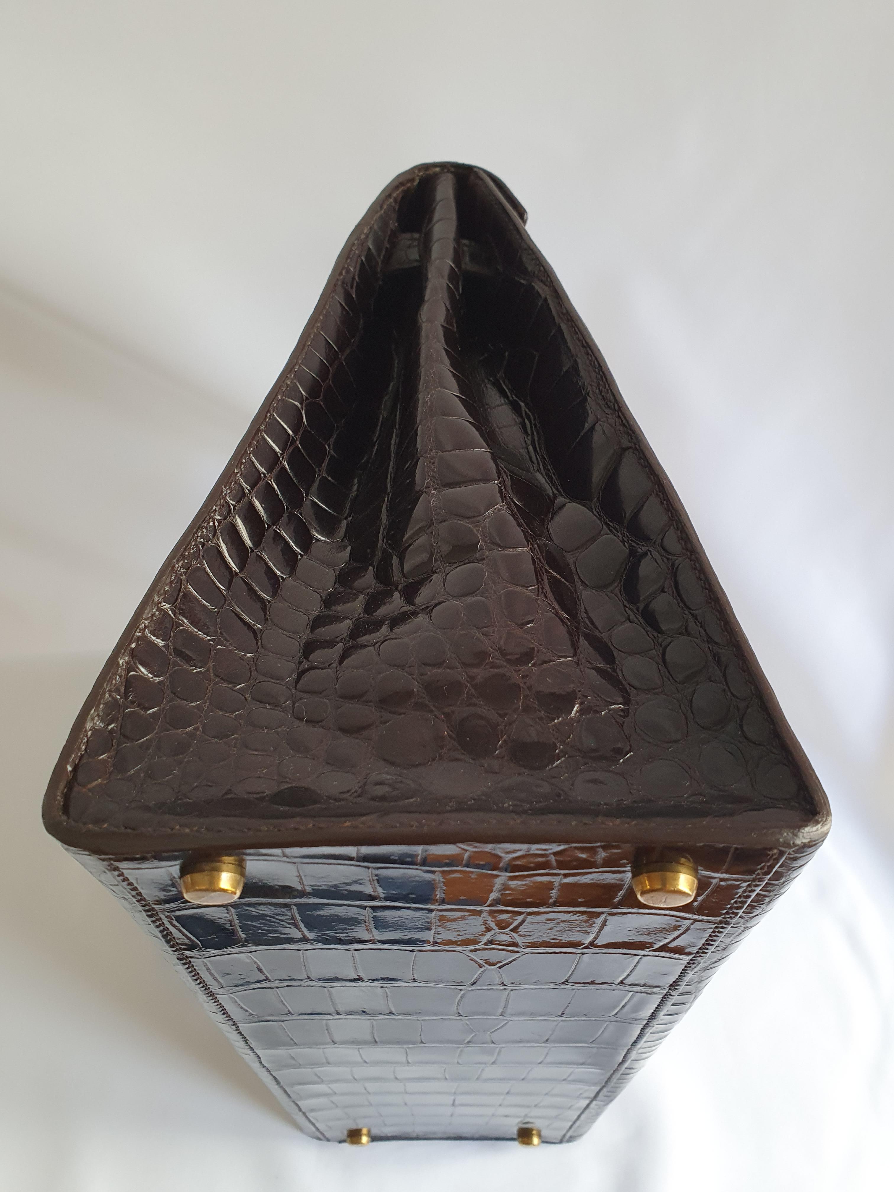Hermès, Kelly in brown Porosus Crocodile 3