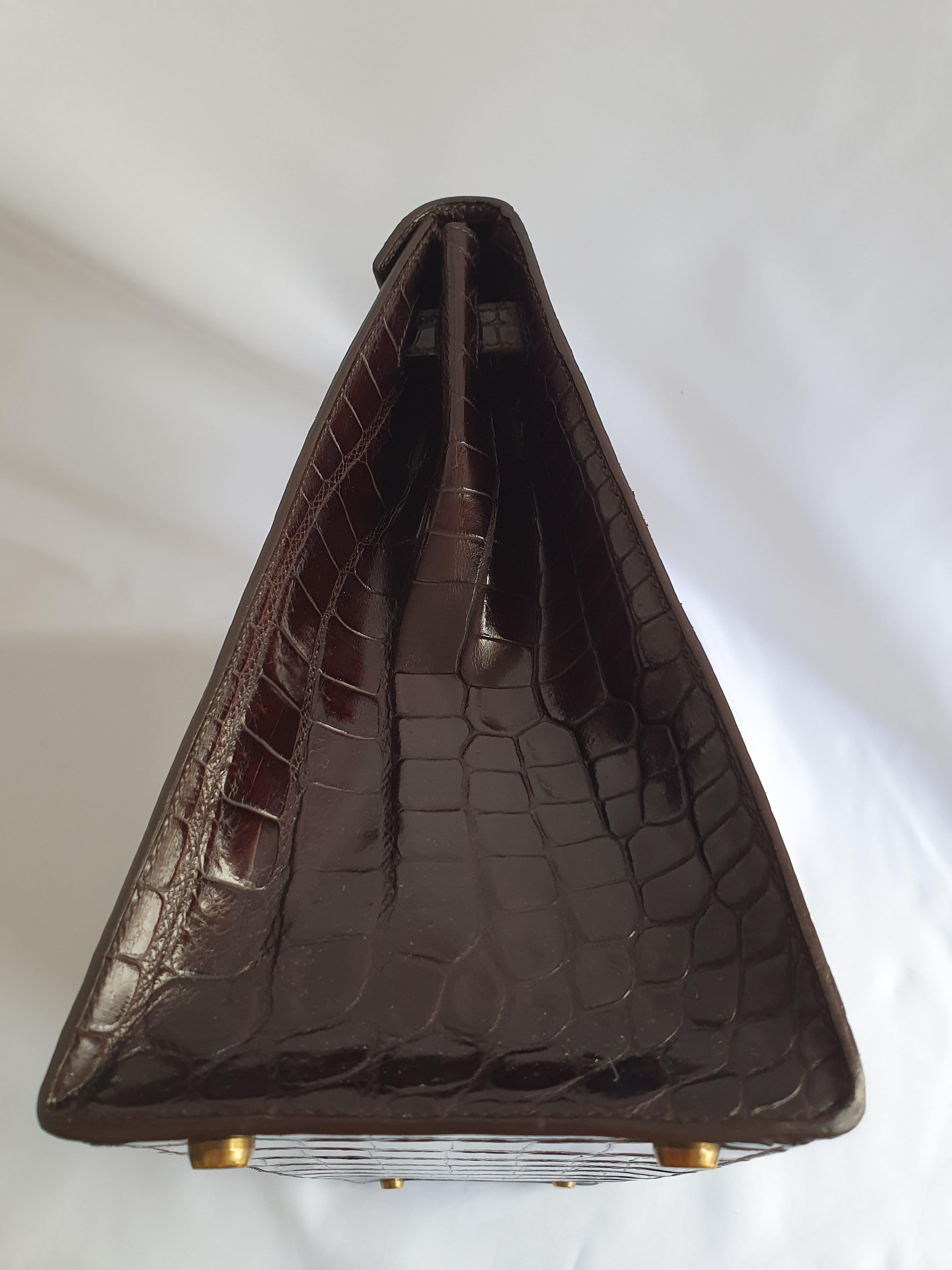 Hermès, Kelly in brown Porosus Crocodile 4