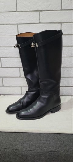 Hermes Kelly Jumping Black Leather Boots Sz.37