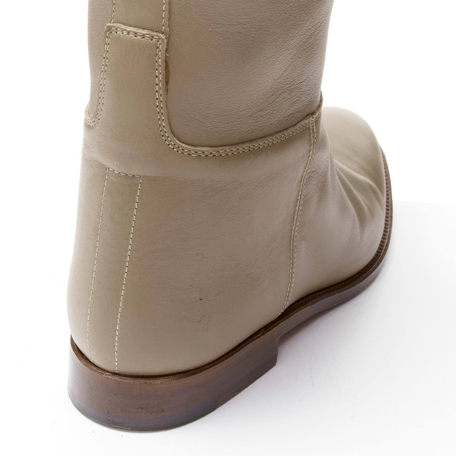 HERMES Kelly Jumping taupe brown PHW buckle riding boot EU37.5 5