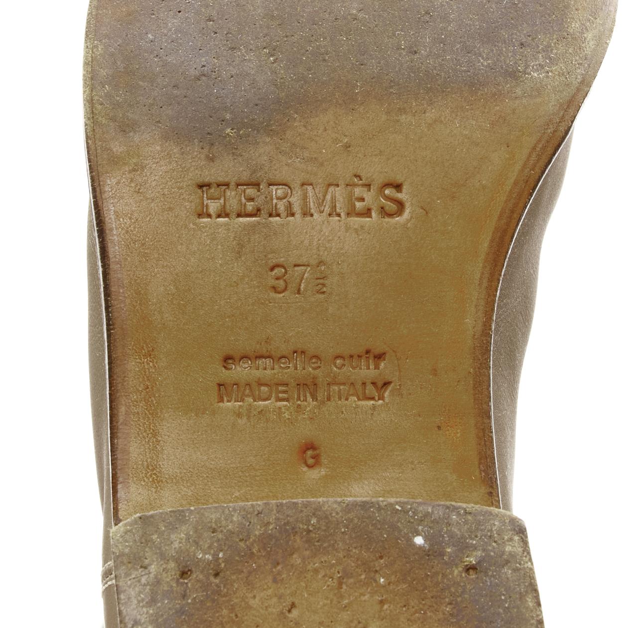 HERMES Kelly Jumping taupe brown PHW buckle riding boot EU37.5 7
