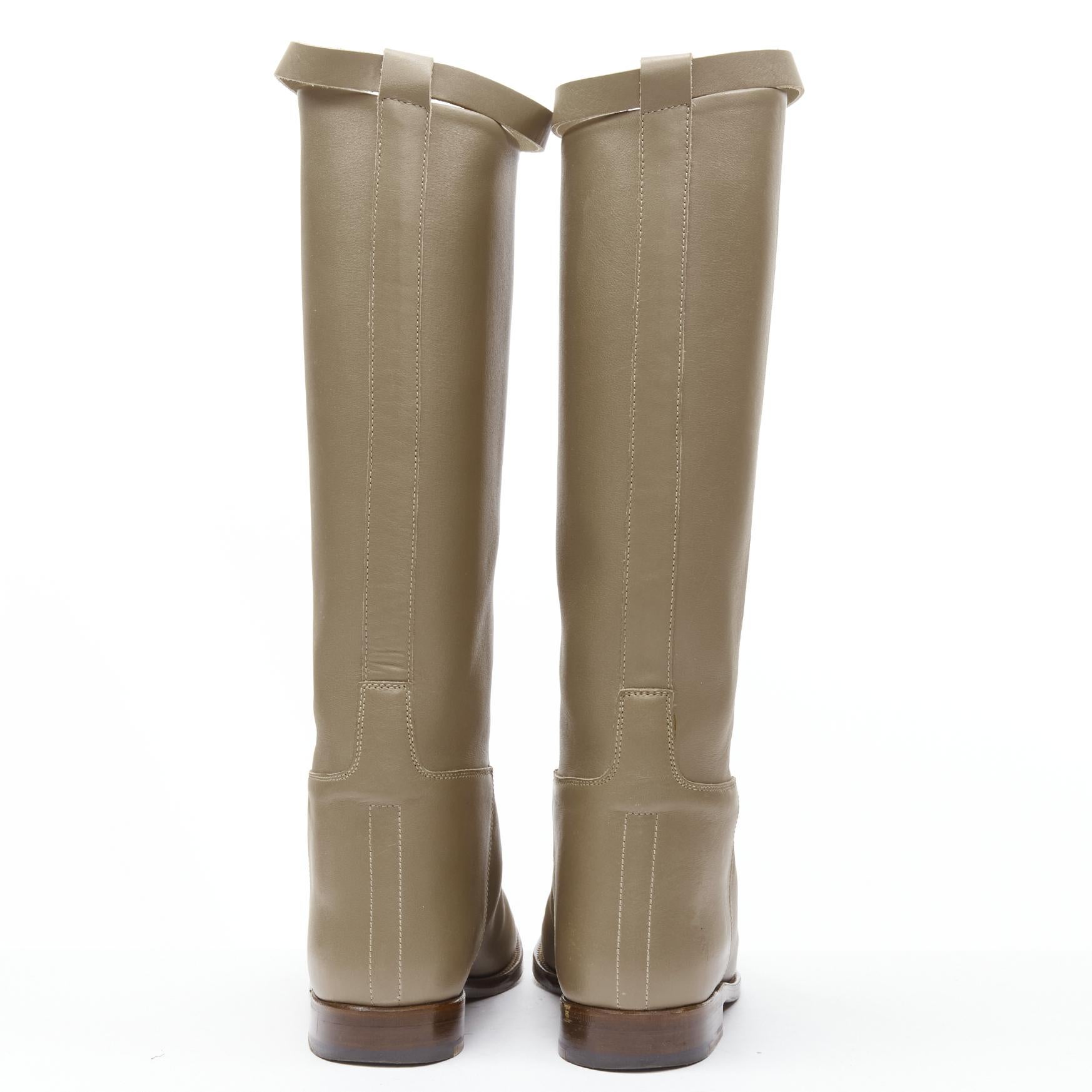 Women's HERMES Kelly Jumping taupe brown PHW buckle riding boot EU37.5