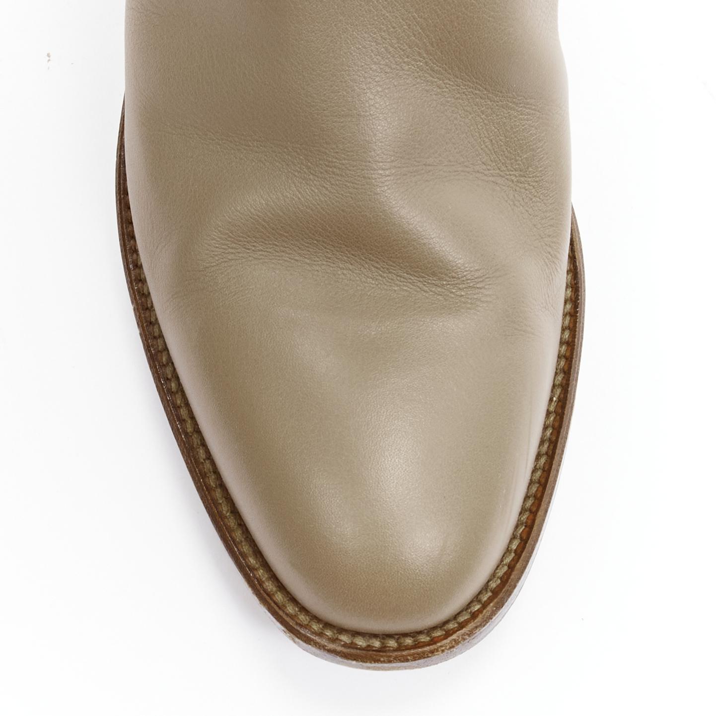 HERMES Kelly Jumping taupe brown PHW buckle riding boot EU37.5 1