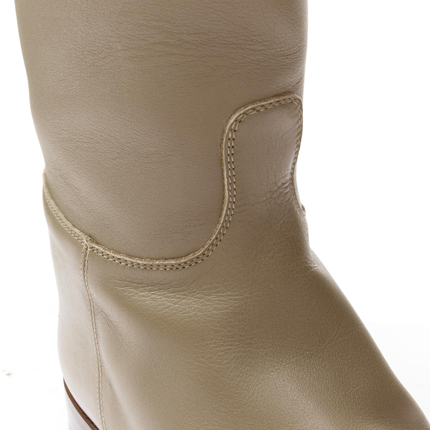 HERMES Kelly Jumping taupe brown PHW buckle riding boot EU37.5 2