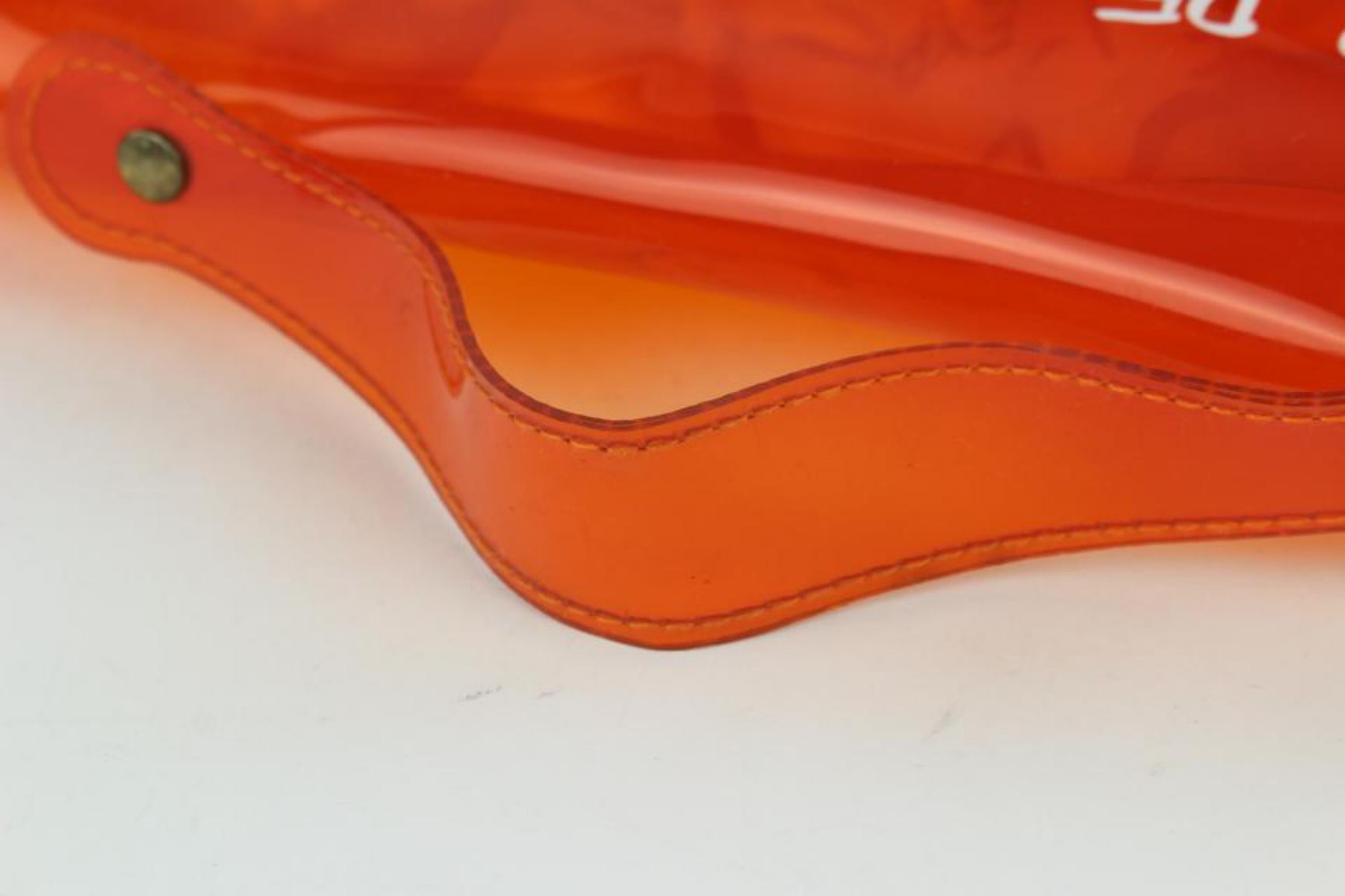 Hermès Kelly L 1998 L'exposition Clear Souvenir 24hz1019 Orange Vinyl Tote For Sale 5