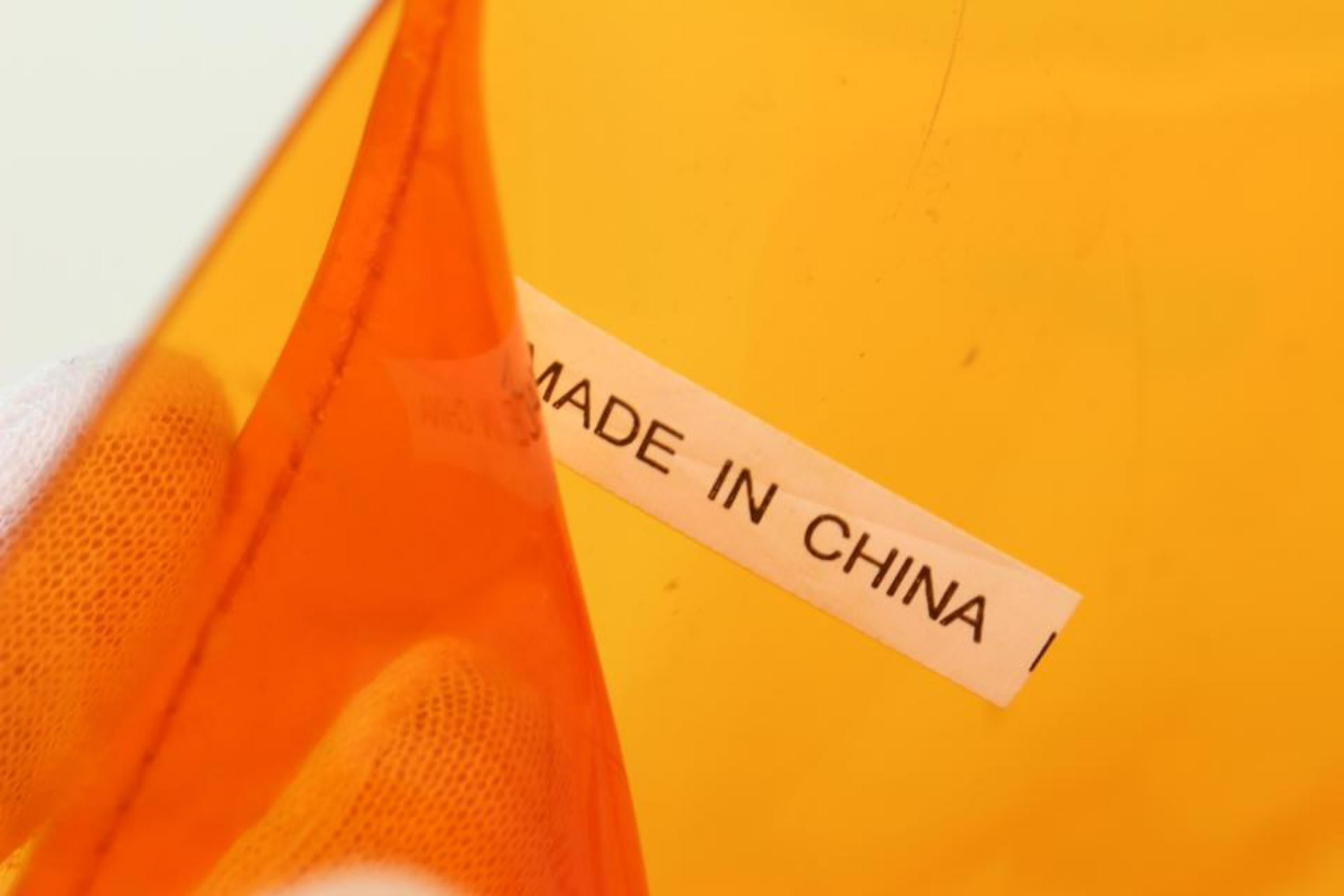 Hermès Kelly L 1998 L'exposition Clear Souvenir 24hz1019 Orange Vinyl Tote For Sale 7