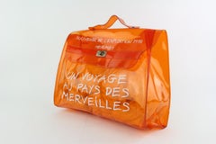 Hermès Kelly L 1998 L'exposition Clear Souvenir 24hz1019 Orange Vinyl Tote