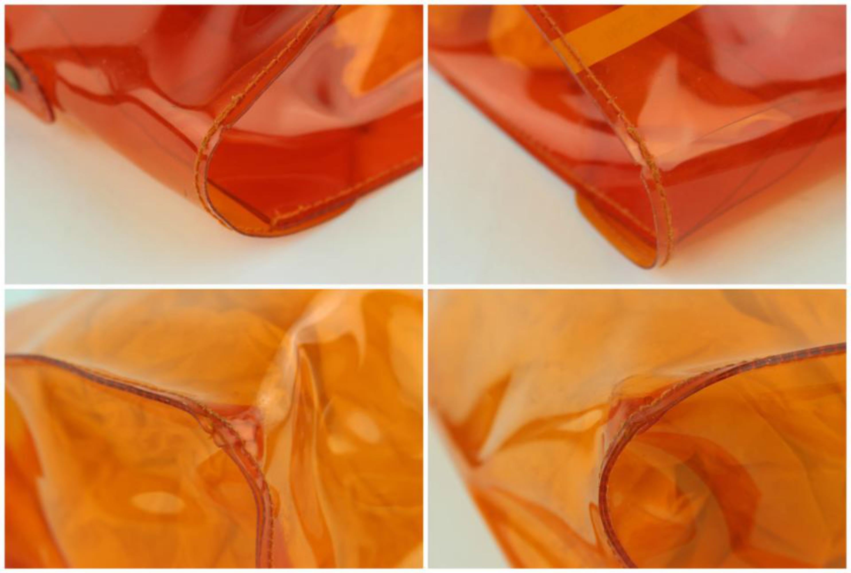 Women's Hermès Kelly L 1998 L'exposition Clear Souvenir 24hz1019 Orange Vinyl Tote For Sale