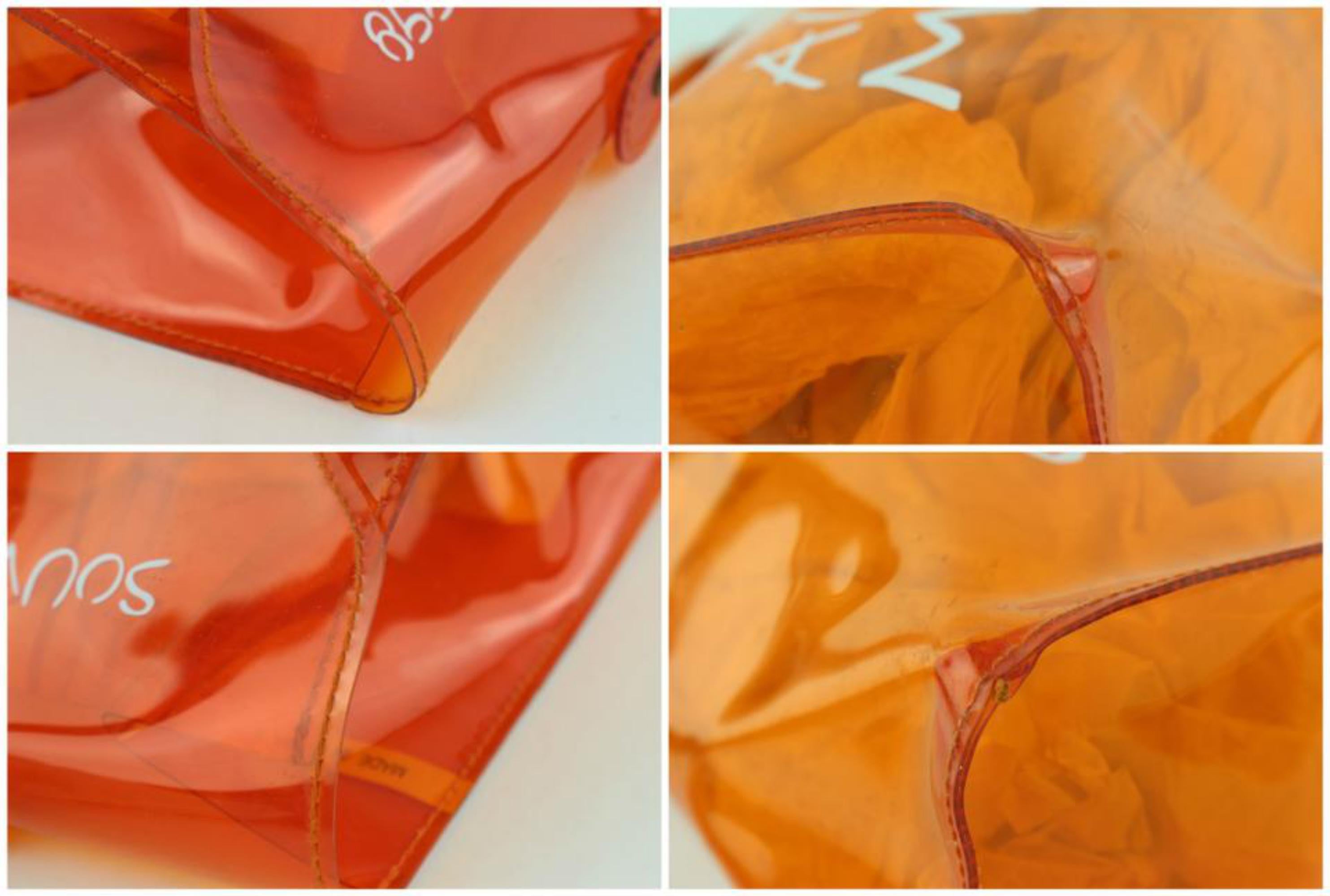 Hermès Kelly L 1998 L'exposition Clear Souvenir 24hz1019 Orange Vinyl Tote For Sale 4