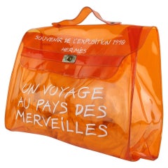 Hermès Kelly L 1998 L'exposition Clear Souvenir 24hz1019 Orange Vinyl Tote
