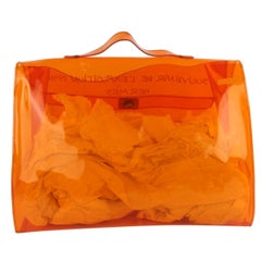 Hermès Kelly L 1998 L'exposition Clear Souvenir 24hz1019 Orange Vinyl Tote