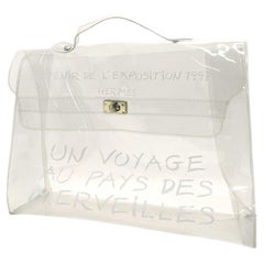 Hermès Kelly L Clear Souvenir De L'exposition 229080 White Vinyl Satchel