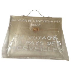 Hermès Kelly L Souvenir De L'exposition Clear 228697 White Vinyl Satchel