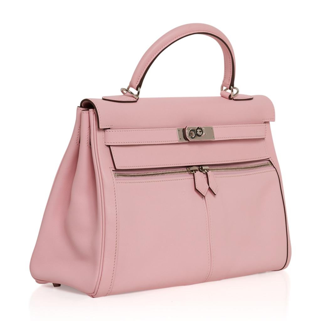  Sac Hermès Kelly Lakis 32 Rose Sakura Palladium Hardware Swift Édition Limitée Pour femmes 