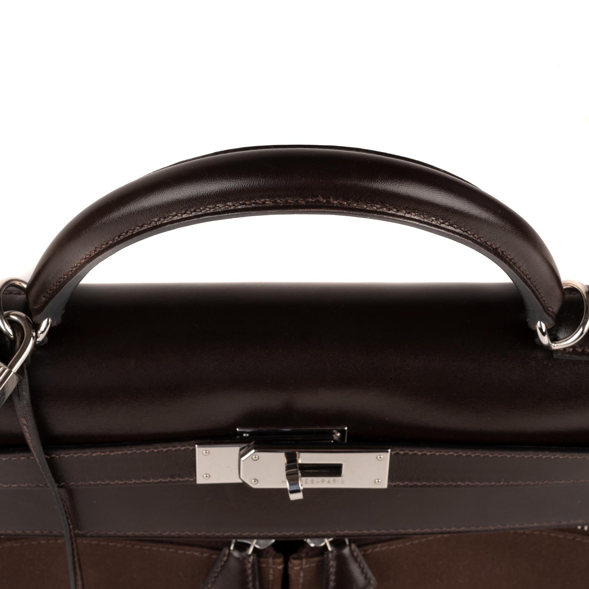 Hermes Kelly Lakis 32cm Bi-Material Brown Bag 5
