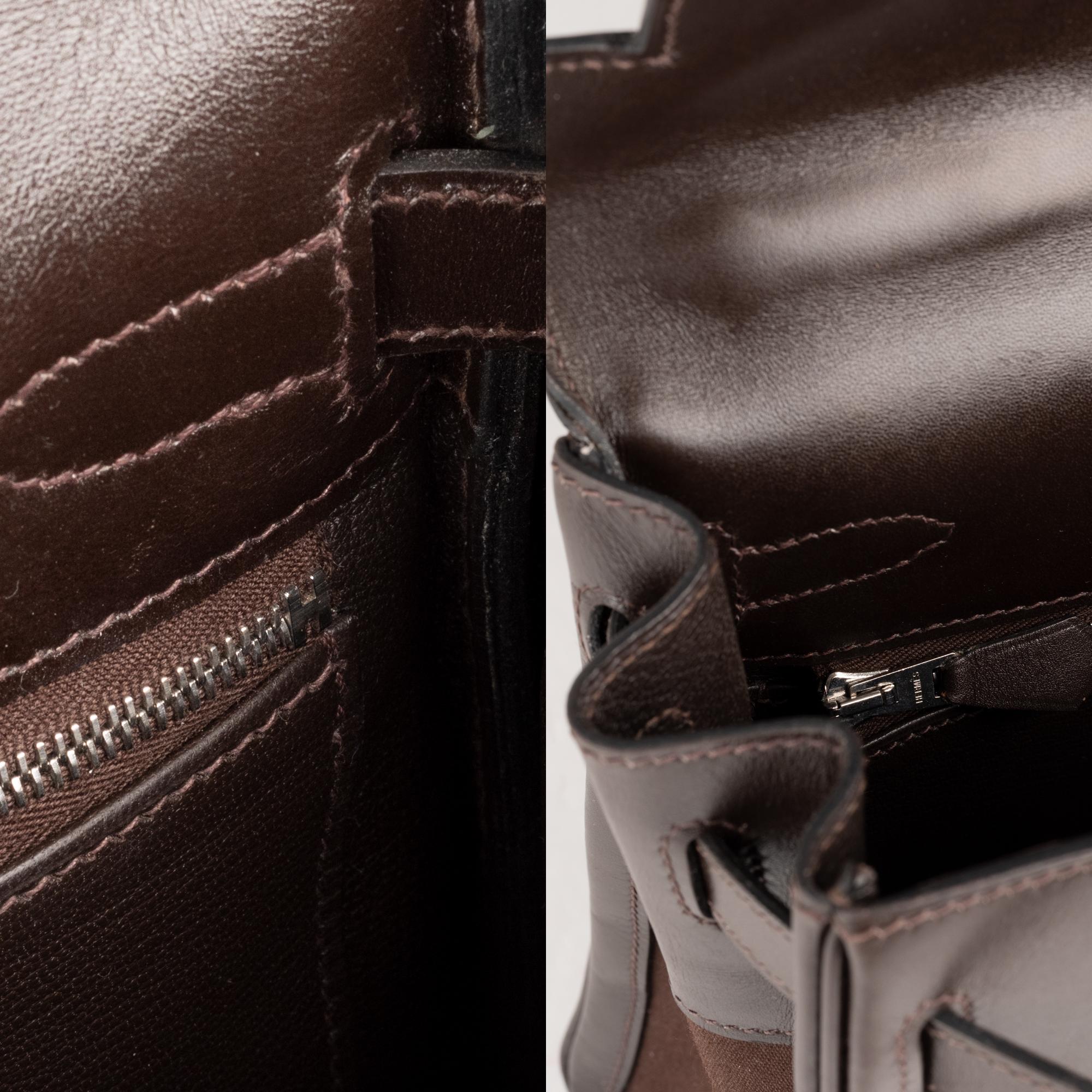 Hermes Kelly Lakis 32cm Bi-Material Brown Bag 6