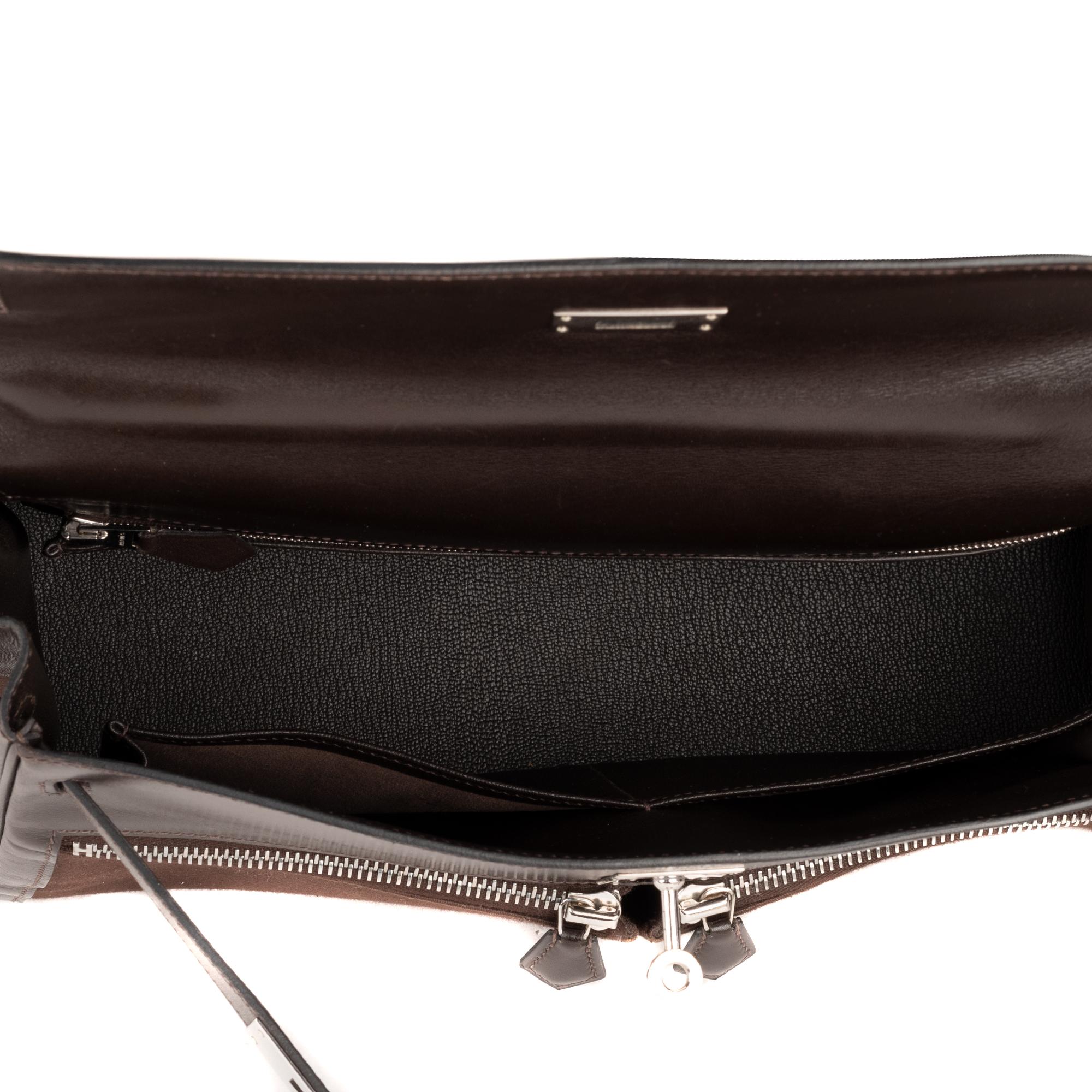  Hermes Kelly Lakis 32cm Bi-Material Brown Bag Pour femmes 