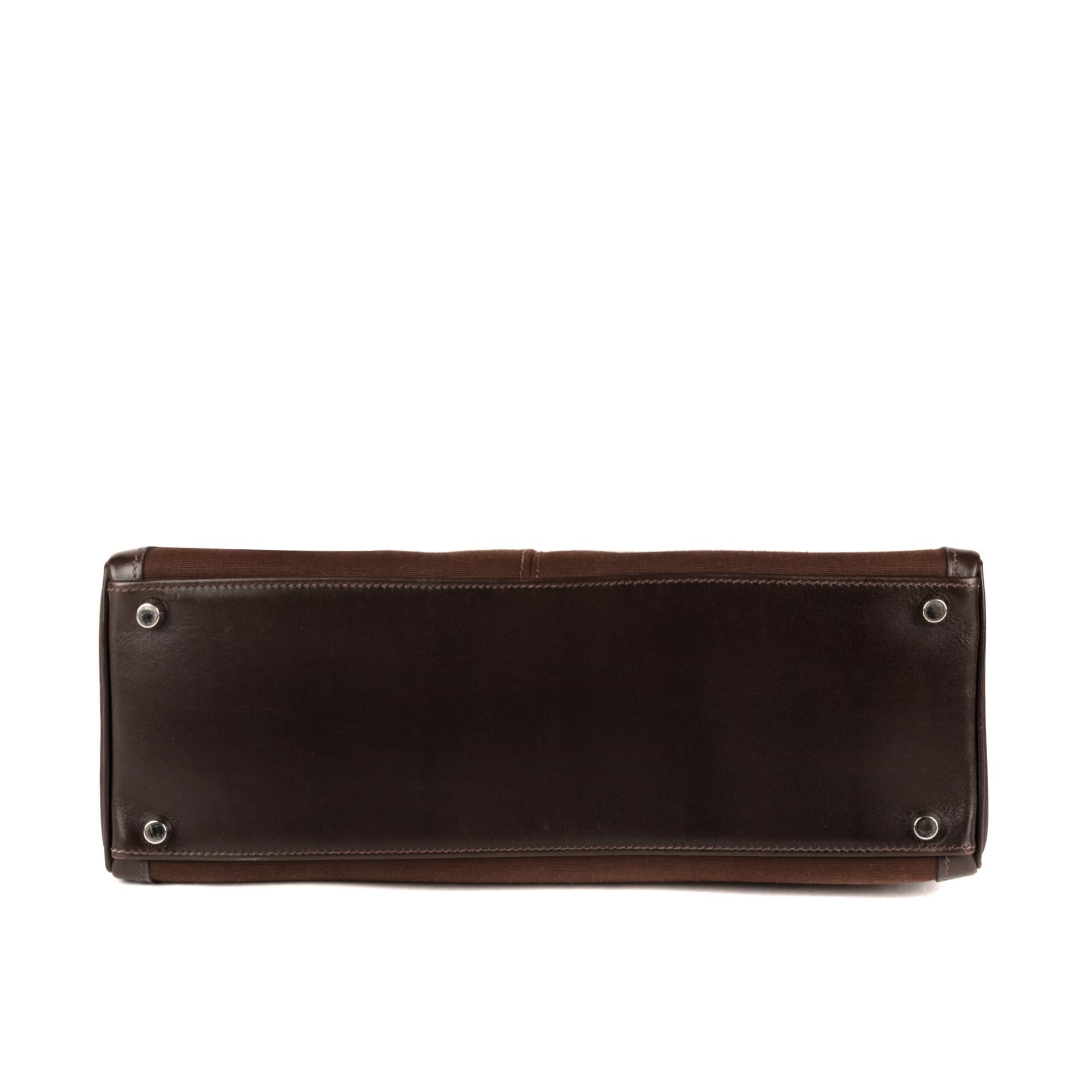 Hermes Kelly Lakis 32cm Bi-Material Brown Bag 3