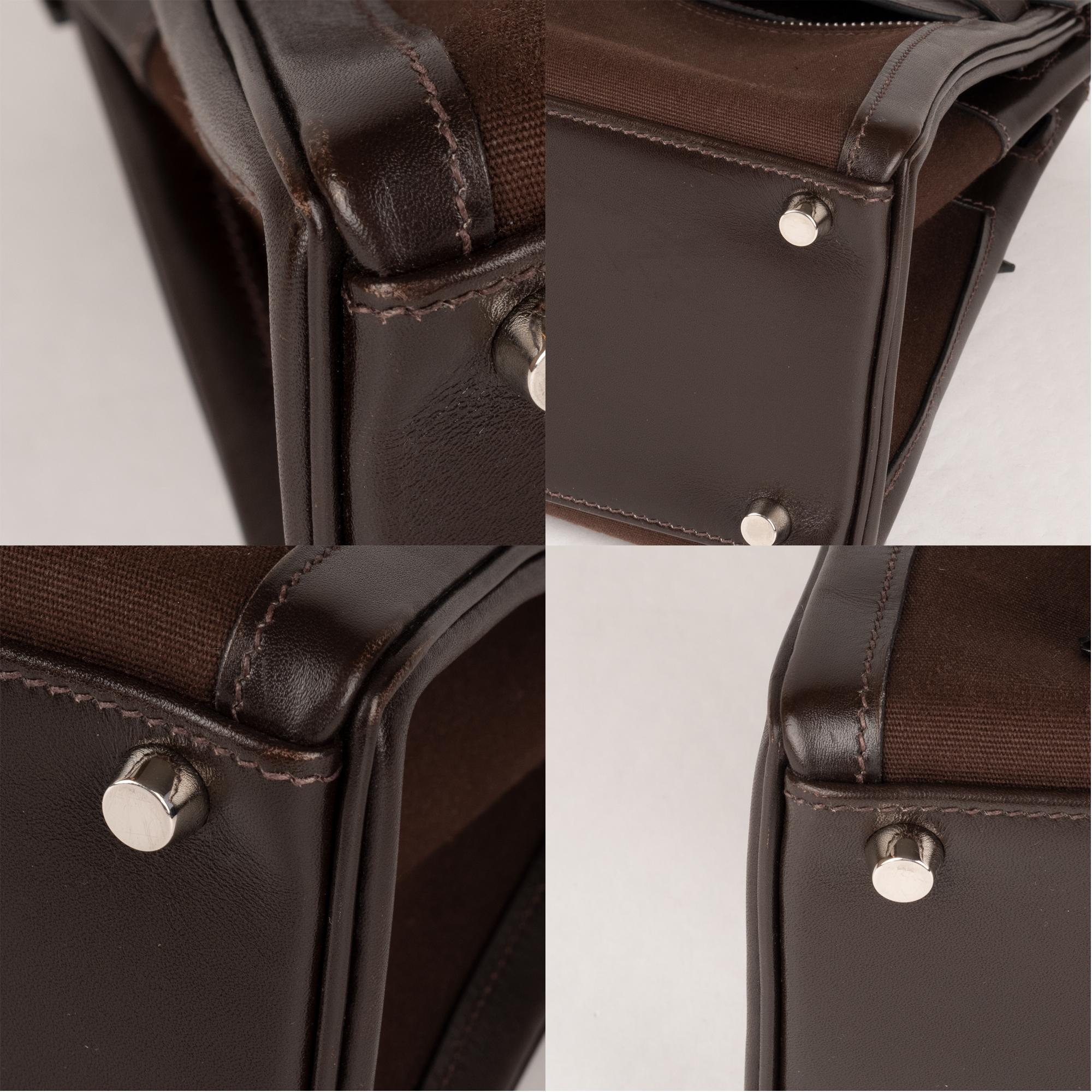 Hermes Kelly Lakis 32cm Bi-Material Brown Bag 3