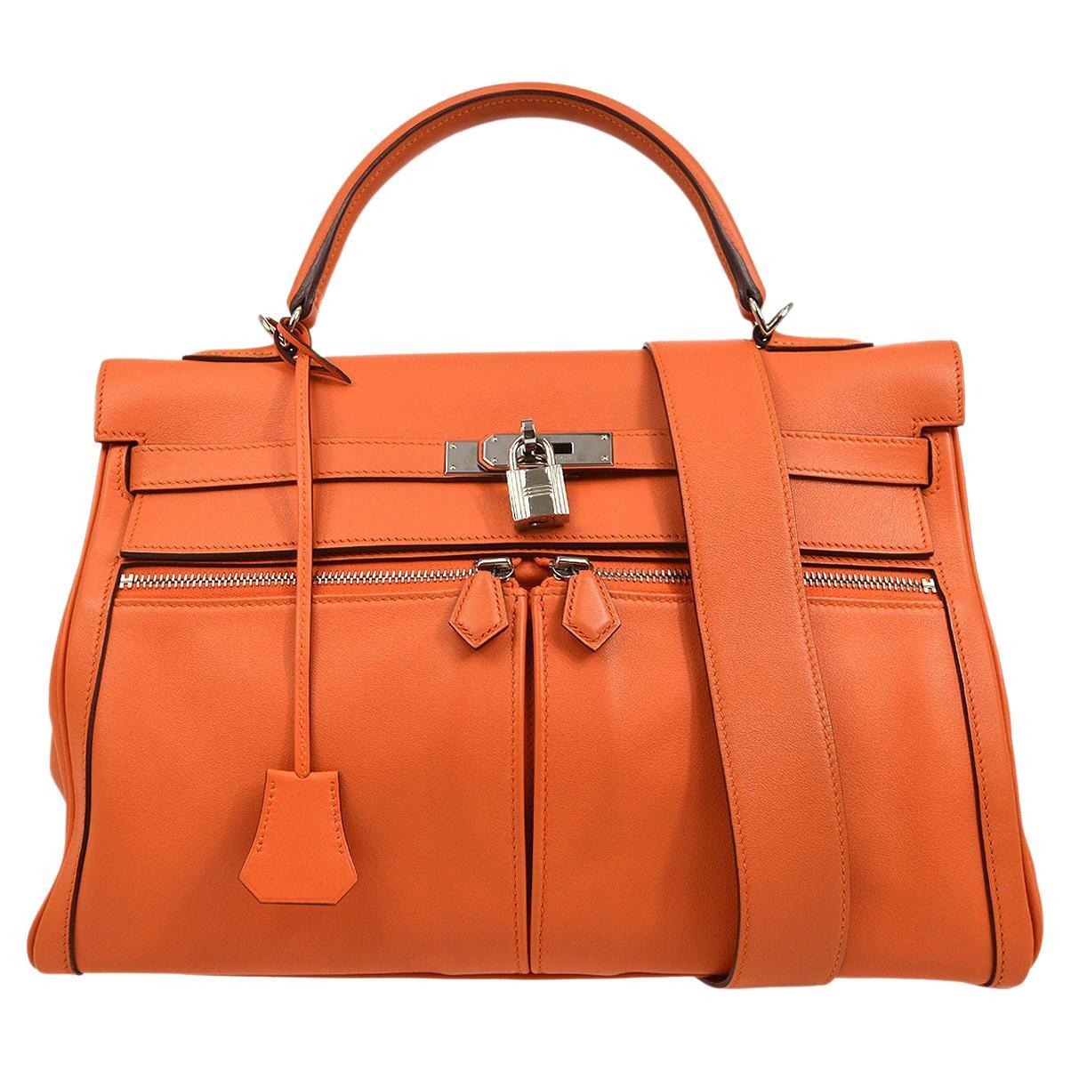 HERMES Mini Kelly Retourne 20 Orange Togo Leather Gold Top Handle ...