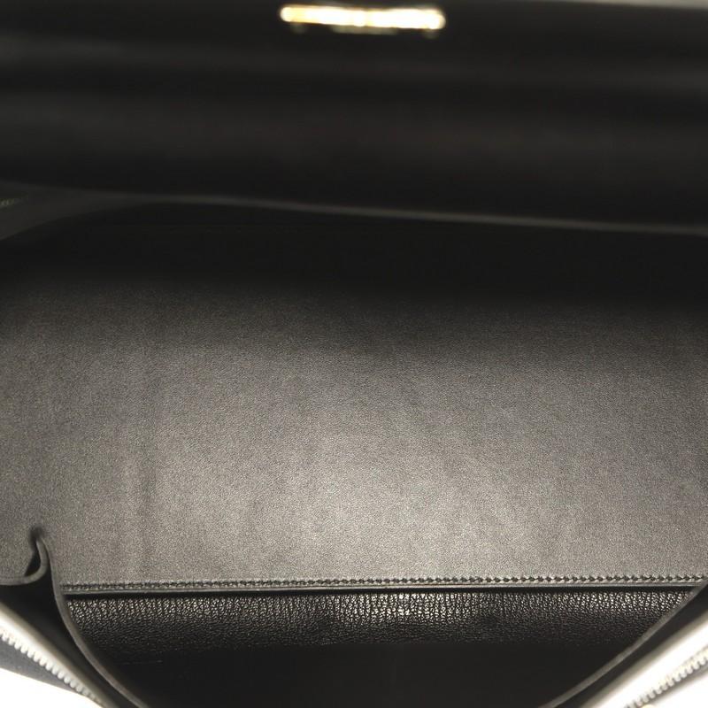 Hermes Kelly Lakis Handbag Toile and Noir Box Calf with Palladium Hardware 40 2