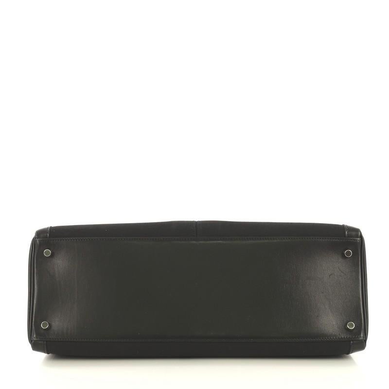 Black Hermes Kelly Lakis Handbag Toile and Noir Box Calf with Palladium Hardware 40