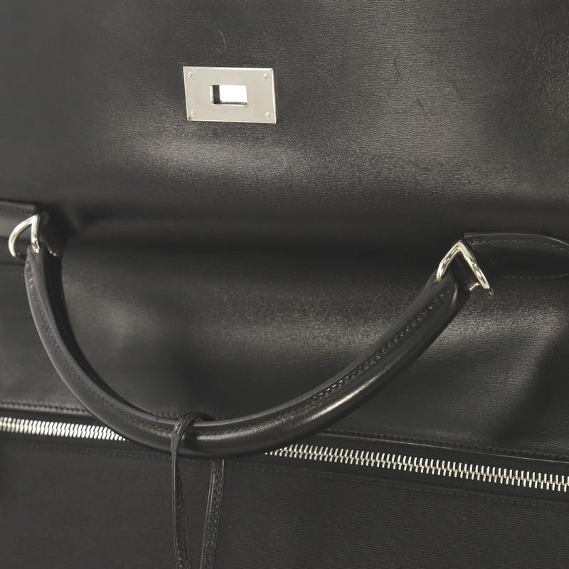 Hermes Kelly Lakis Handbag Toile and Noir Box Calf with Palladium Hardware 40 1