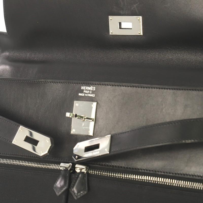 Hermes Kelly Lakis Handbag Toile and Noir Box Calf with Palladium Hardware 40 1