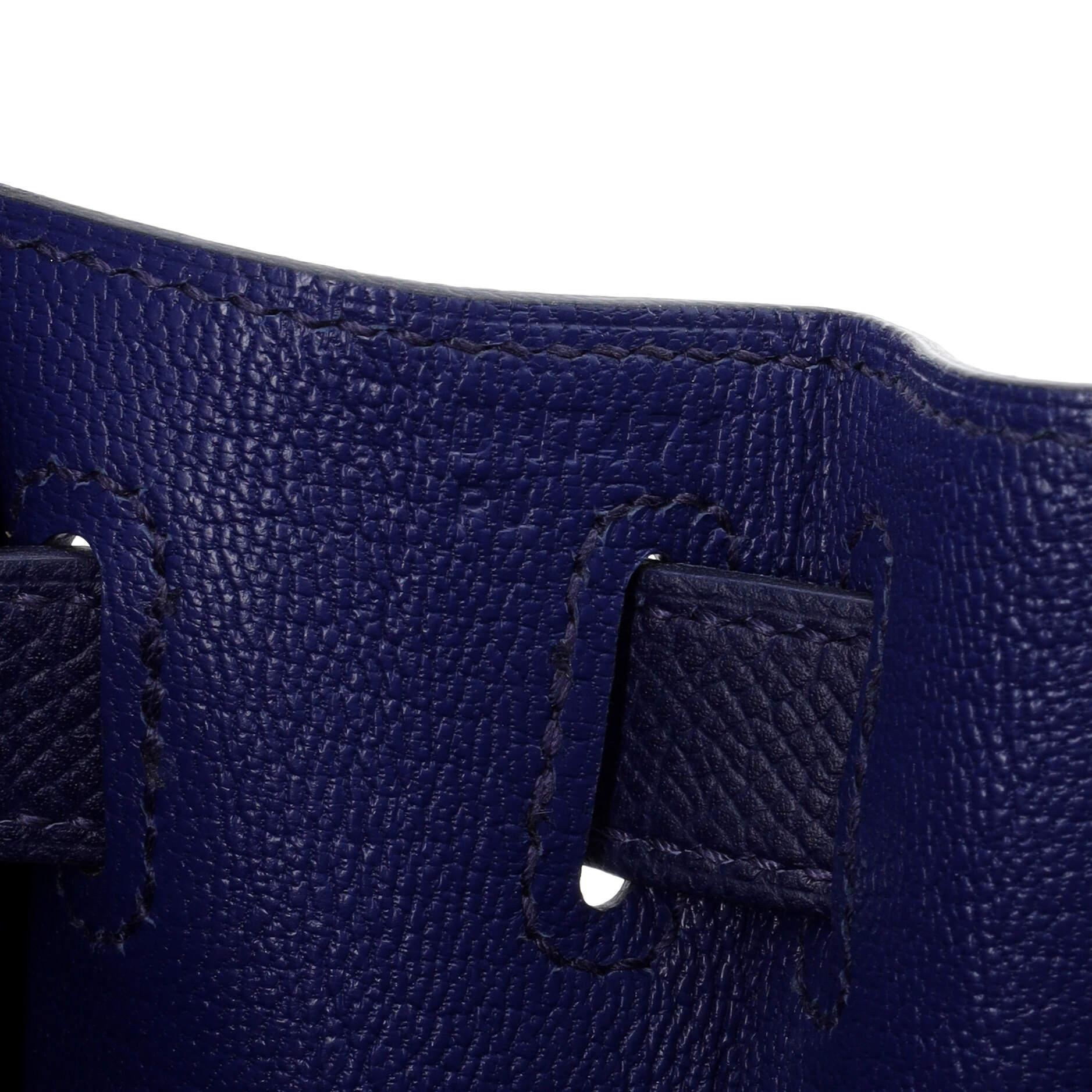 Hermes Kelly Lettre Handbag Blue Epsom with Palladium Hardware 28 6