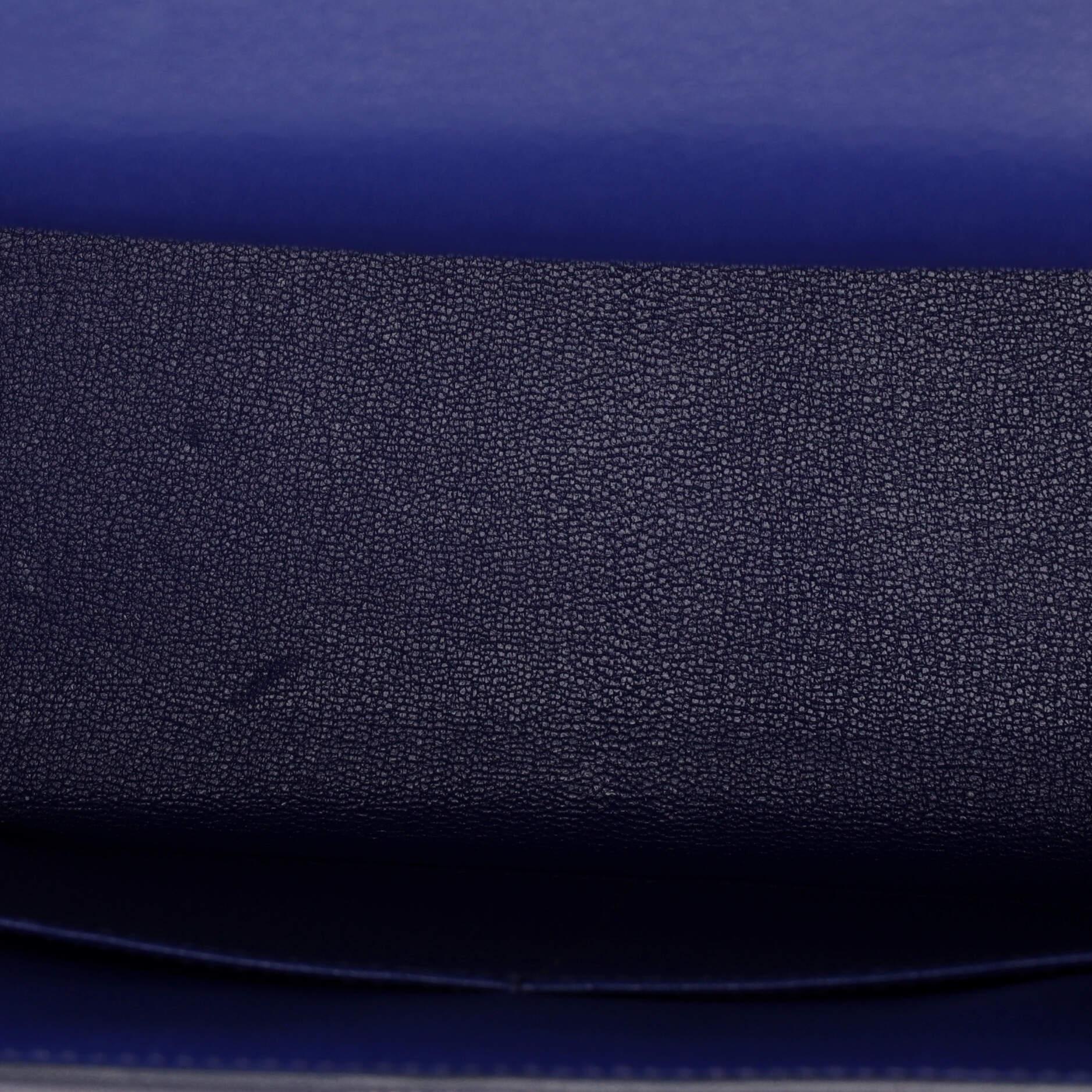 Hermes Kelly Lettre Handbag Blue Epsom with Palladium Hardware 28 2