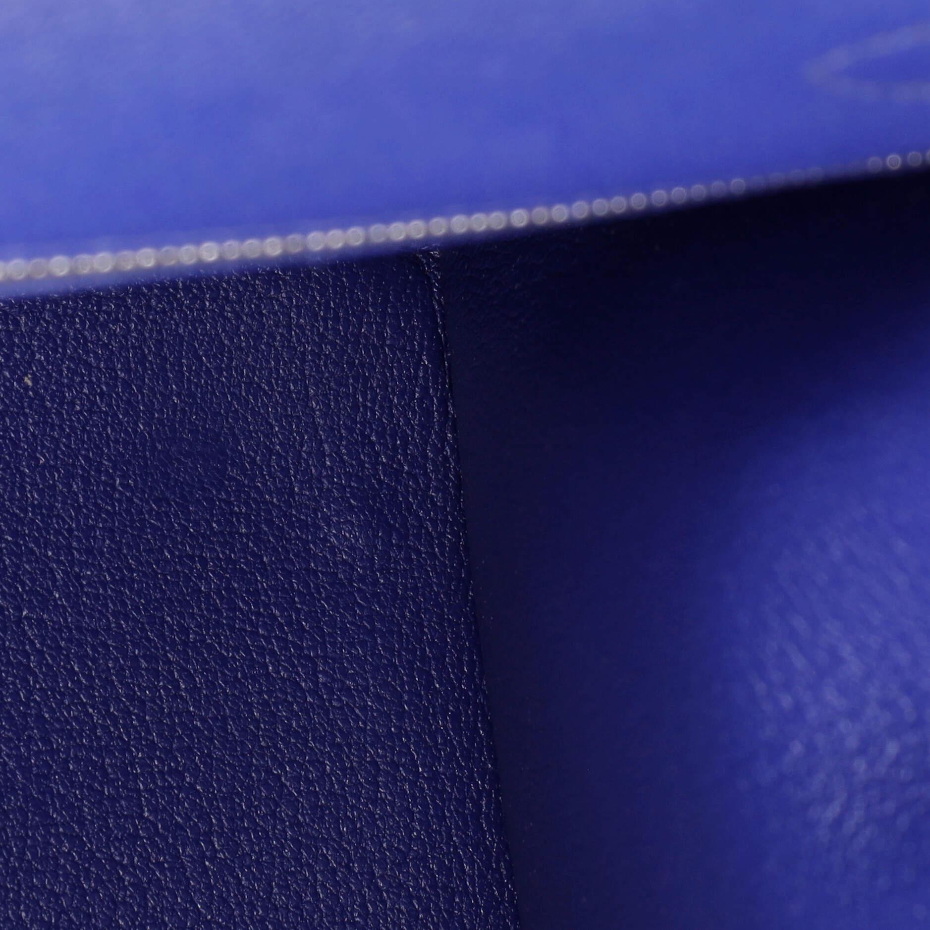 Hermes Kelly Lettre Handbag Blue Epsom with Palladium Hardware 28 5