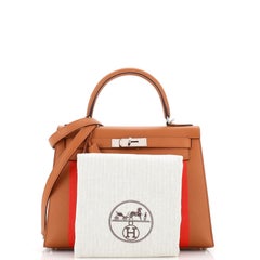 Hermes Kelly Lettre Handbag Brown Epsom with Palladium Hardware 28