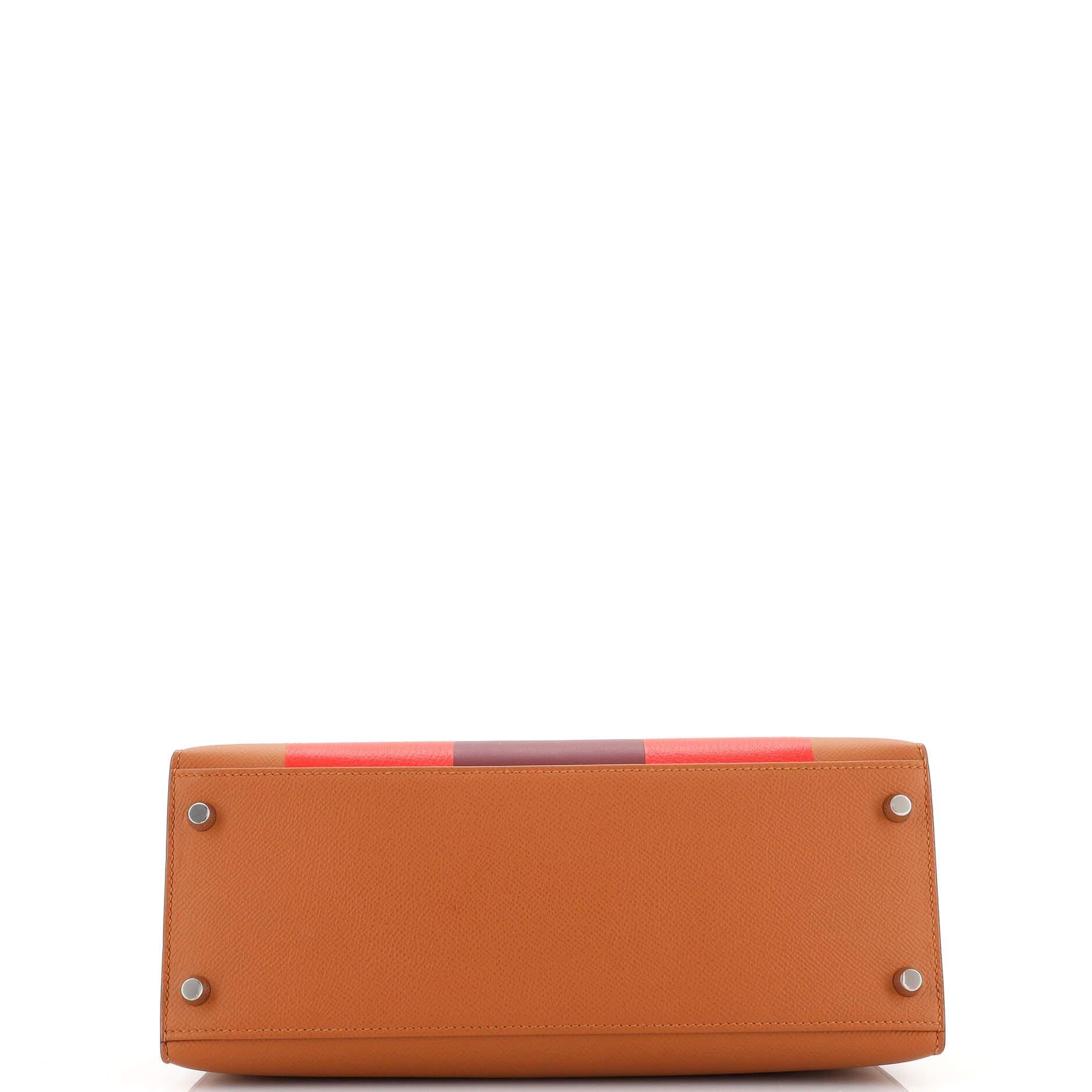 Hermes Kelly Lettre Handbag Brown Epsom with Palladium Hardware 28 1