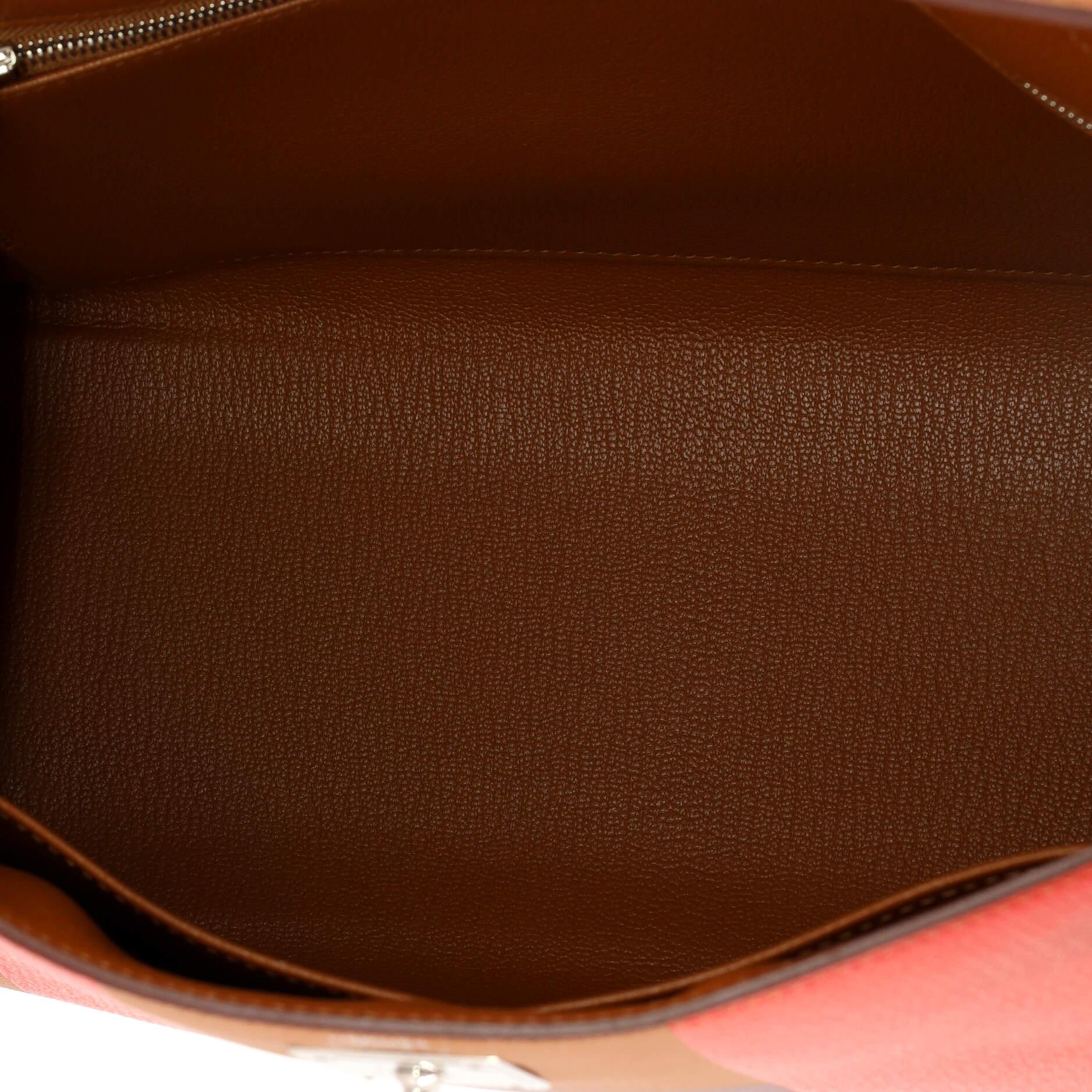 Hermes Kelly Lettre Handbag Brown Epsom with Palladium Hardware 28 2