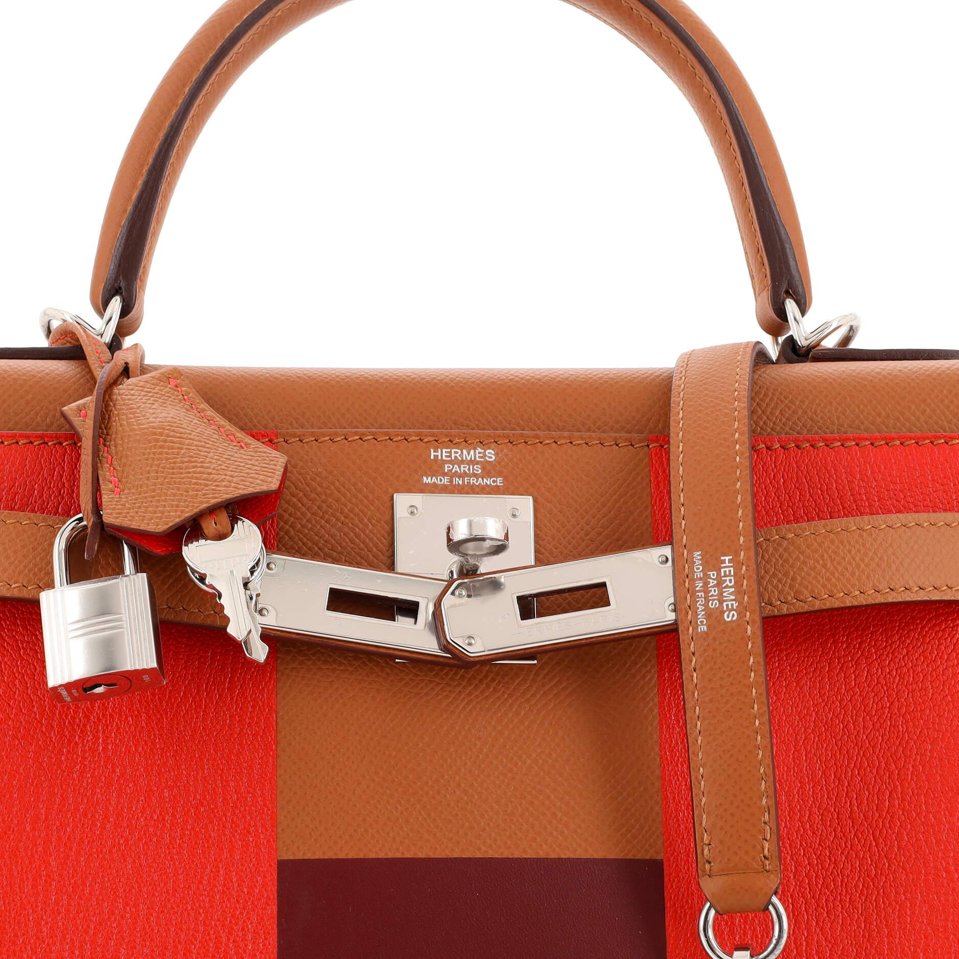 Hermes Kelly Lettre Handbag Brown Epsom with Palladium Hardware 28 3