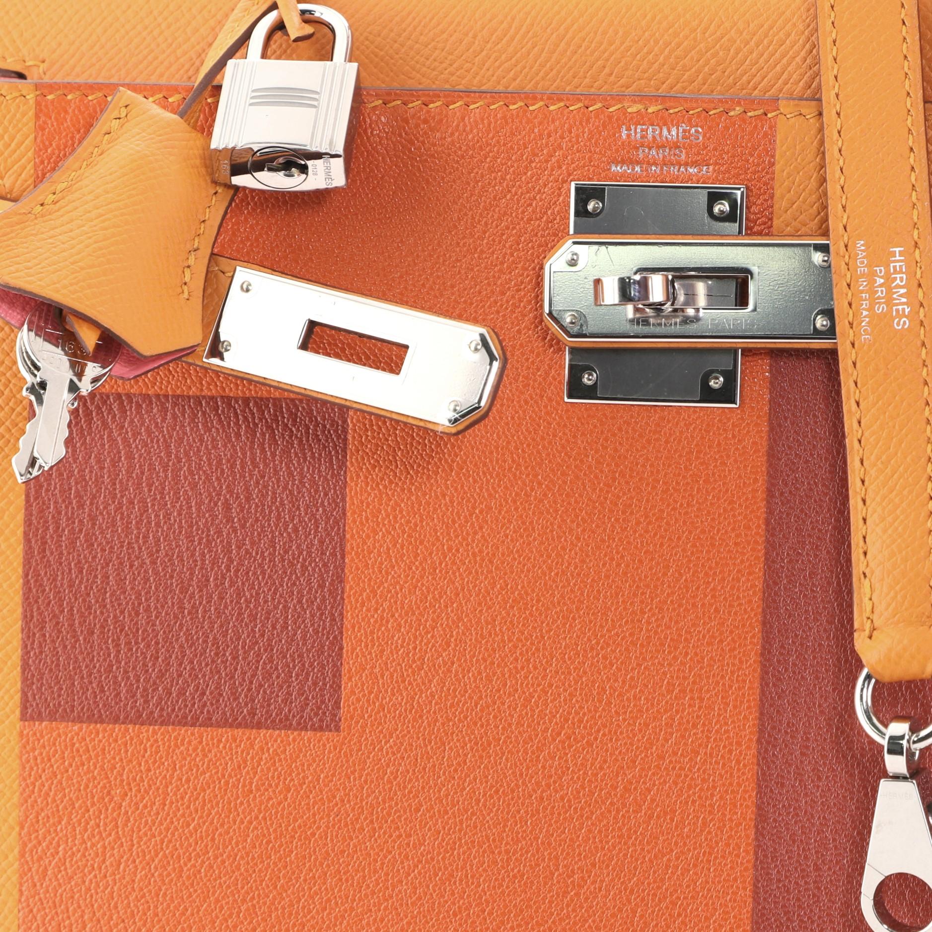 Hermes Kelly Lettre Handbag Feu Epsom with Palladium Hardware 28 1