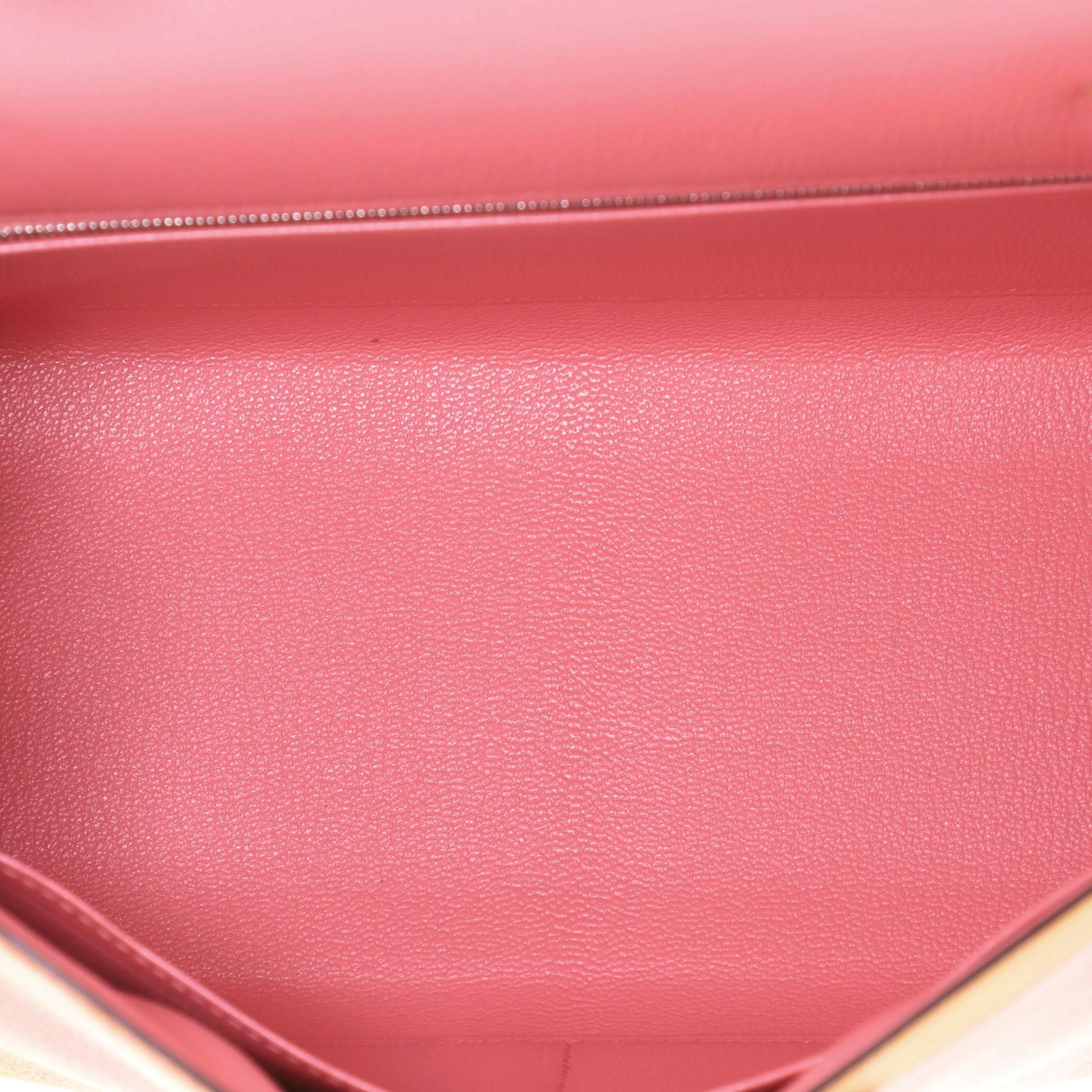 Hermes Kelly Lettre Handbag Feu Epsom with Palladium Hardware 28 2