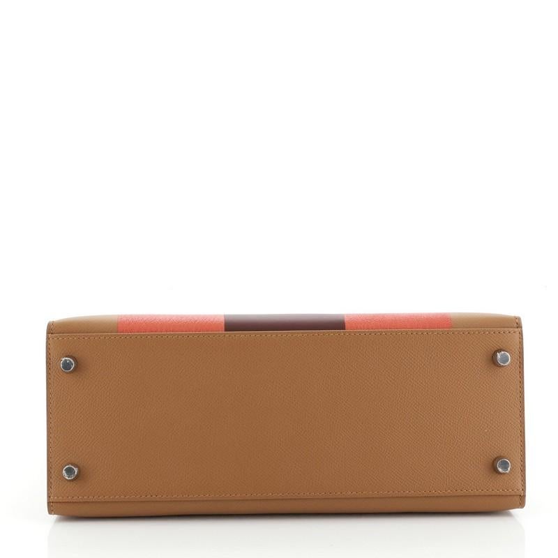 Hermes Kelly Lettre Handbag Gold Epsom with Palladium Hardware 28 In Good Condition In NY, NY