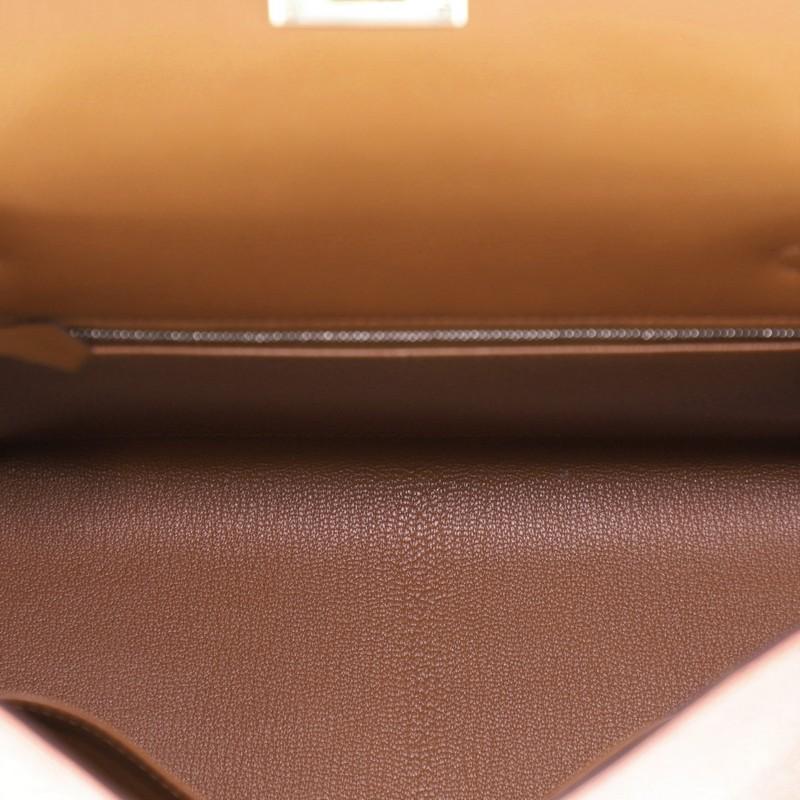 Women's or Men's Hermes Kelly Lettre Handbag Gold Epsom with Palladium Hardware 28