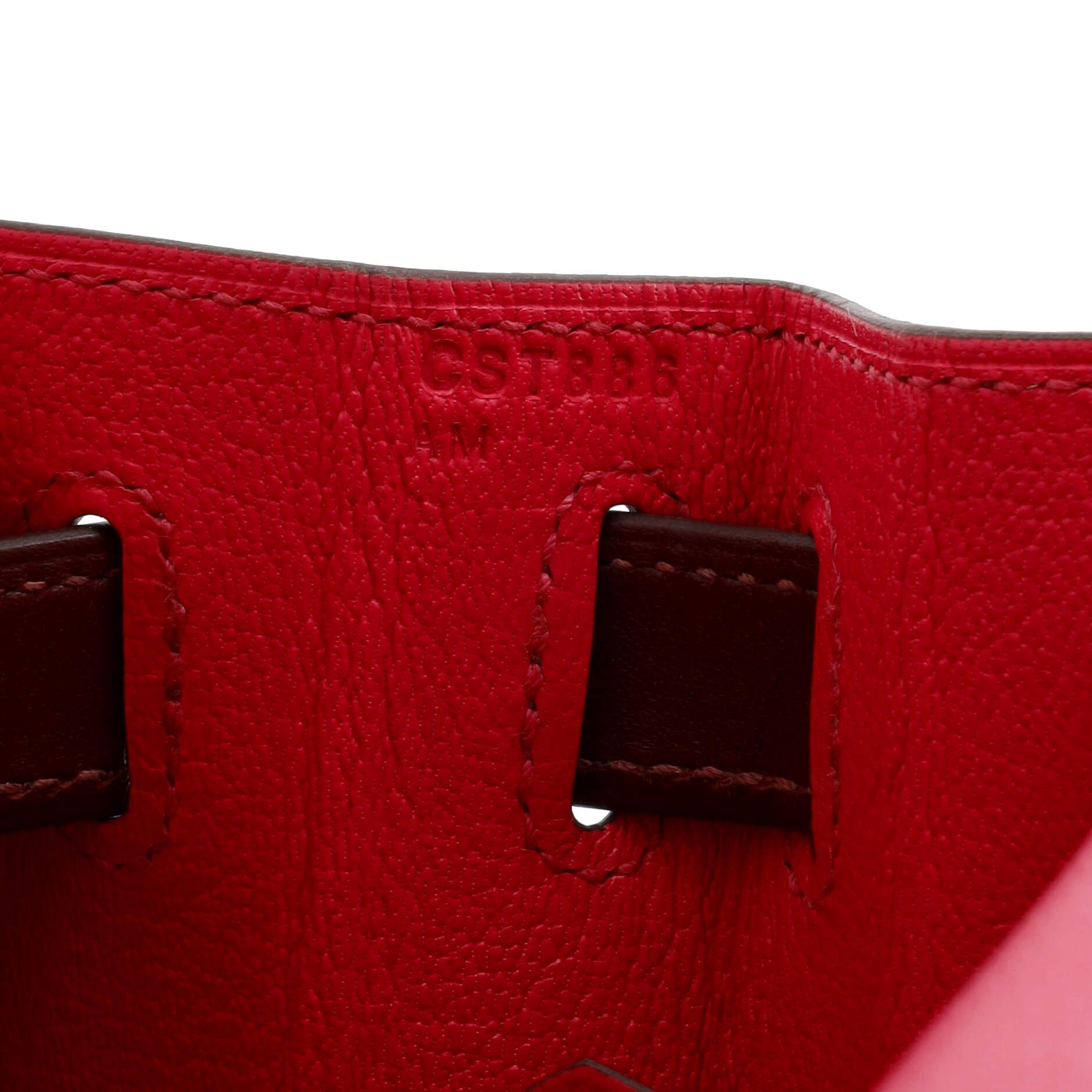 Hermes Kelly Lettre Handbag Red Sombrero with Palladium Hardware 28 For Sale 7