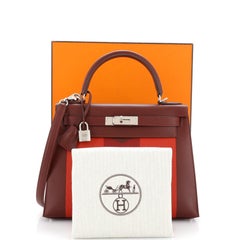 Hermes Kelly Lettre Handbag Red Sombrero with Palladium Hardware 28