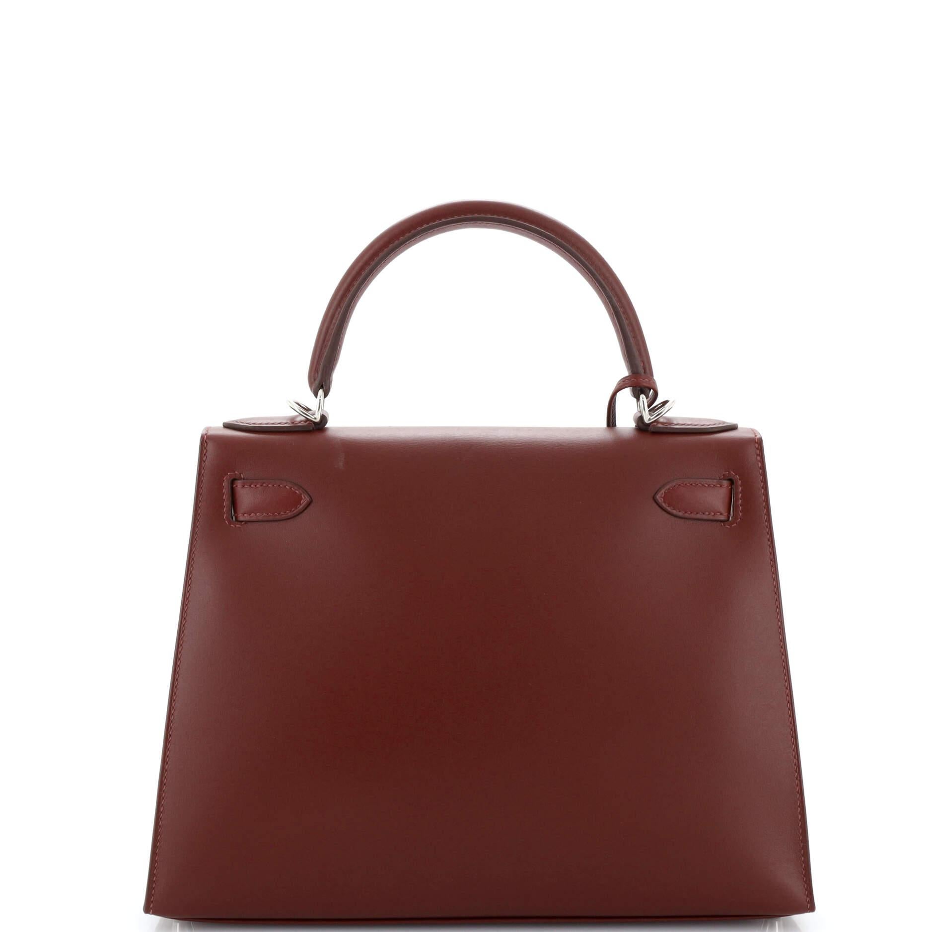 Women's Hermes Kelly Lettre Handbag Red Sombrero with Palladium Hardware 28