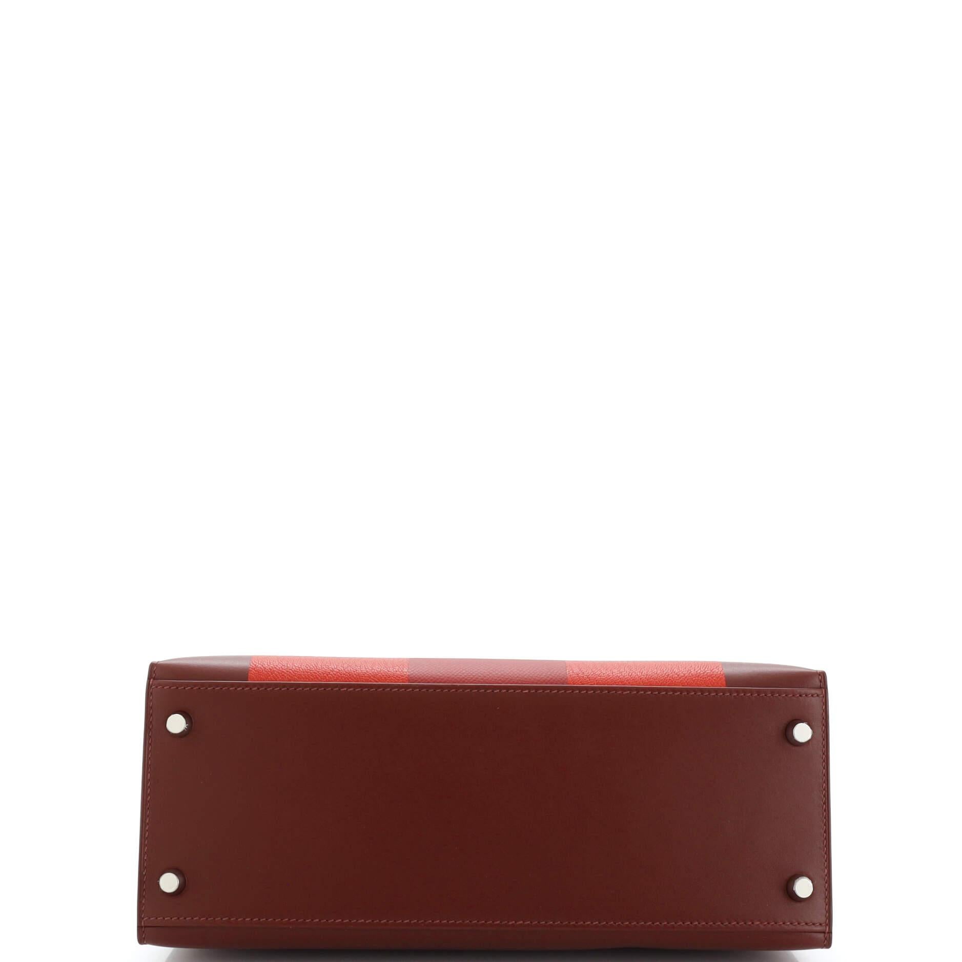 Hermes Kelly Lettre Handbag Red Sombrero with Palladium Hardware 28 For Sale 1