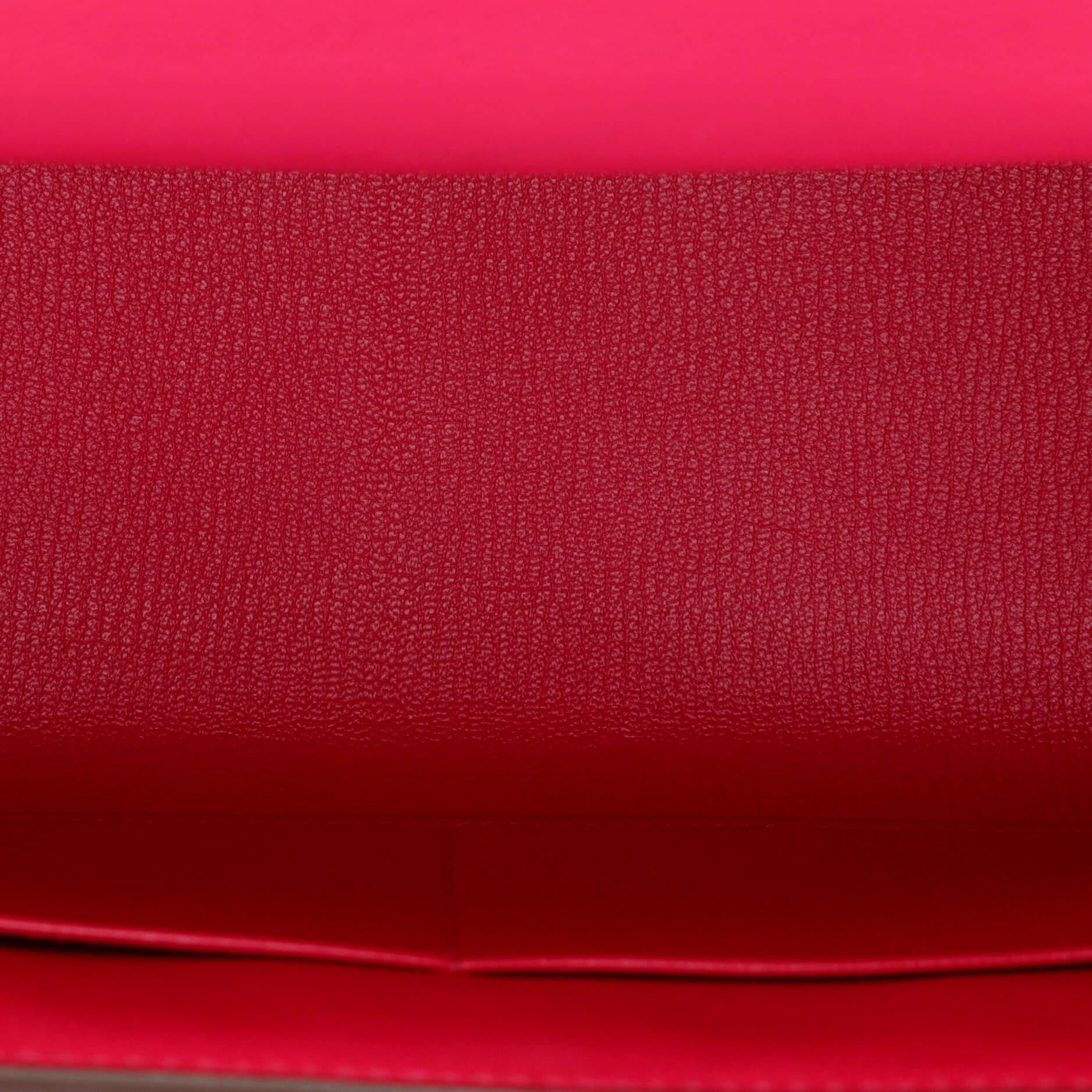 Hermes Kelly Lettre Handbag Red Sombrero with Palladium Hardware 28 For Sale 2