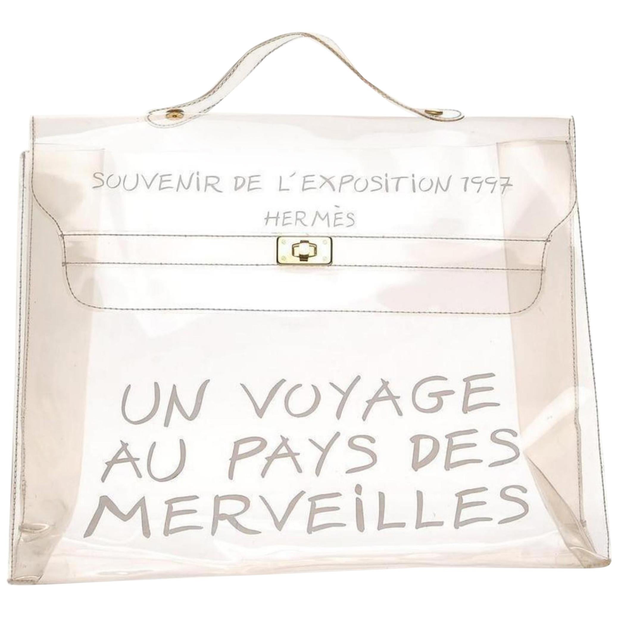 Hermès Kelly L
exposition Souvenir 1997 230001 Clear Vinyl Satchel For Sale