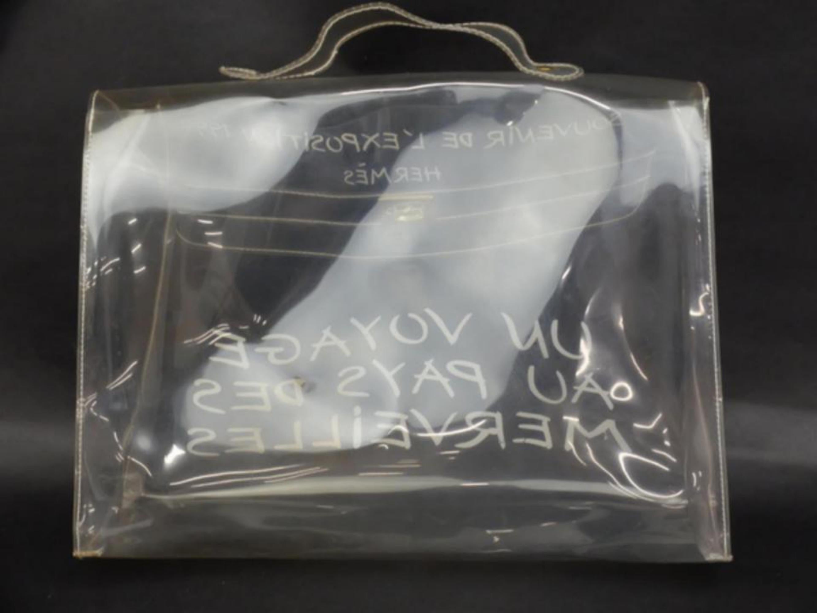 Hermès Kelly Limited Edition Clear L'exposition 1997 40cm 230164 White Vinyl Mes For Sale 2