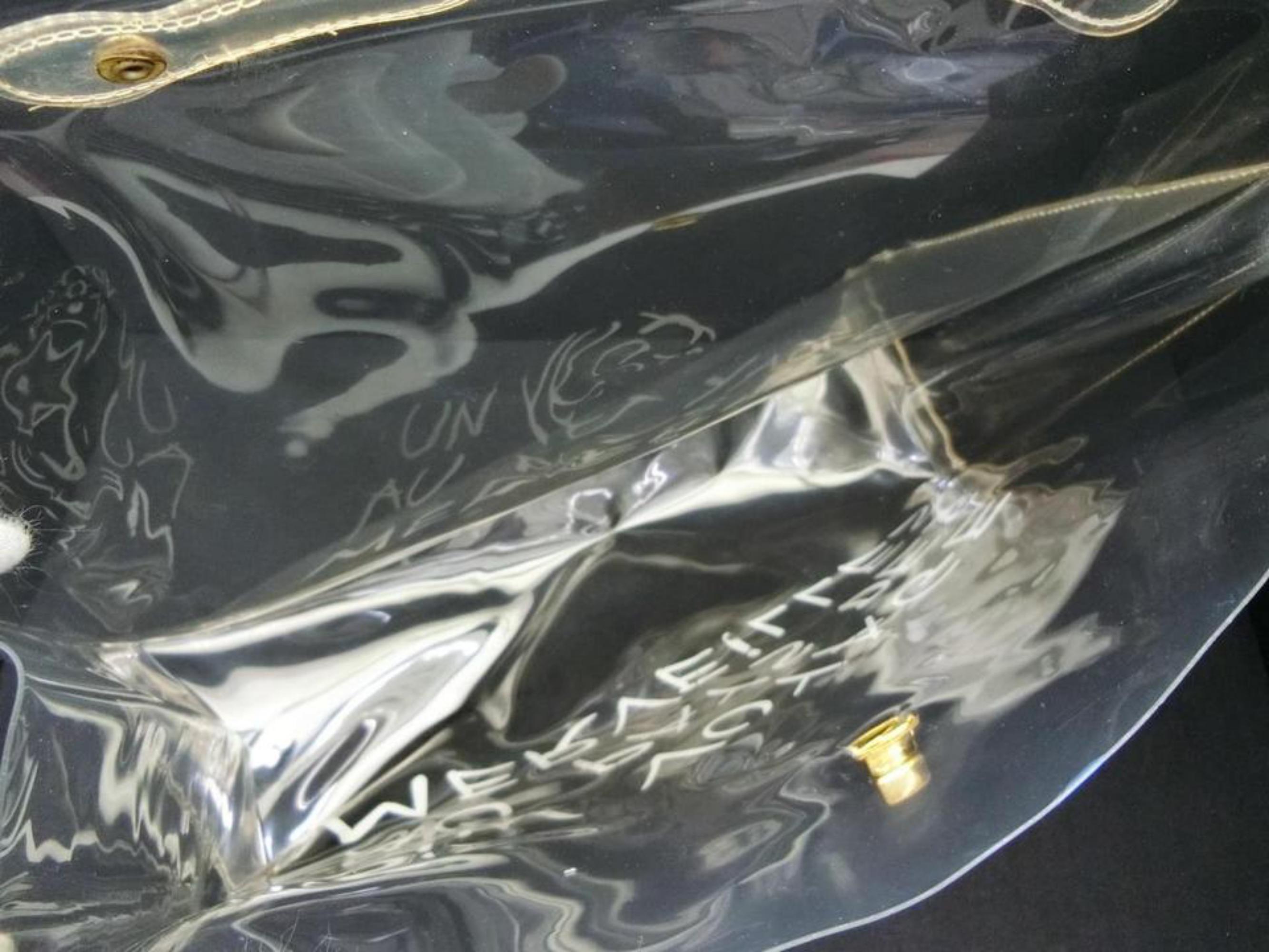 Gray Hermès Kelly Limited Edition L'exposition 1997 40cm 230225 Clear X White Vinyl B For Sale