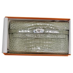 Hermes Kelly Long Wallet Coveted Gris Tourterelle Alligator Palladium
